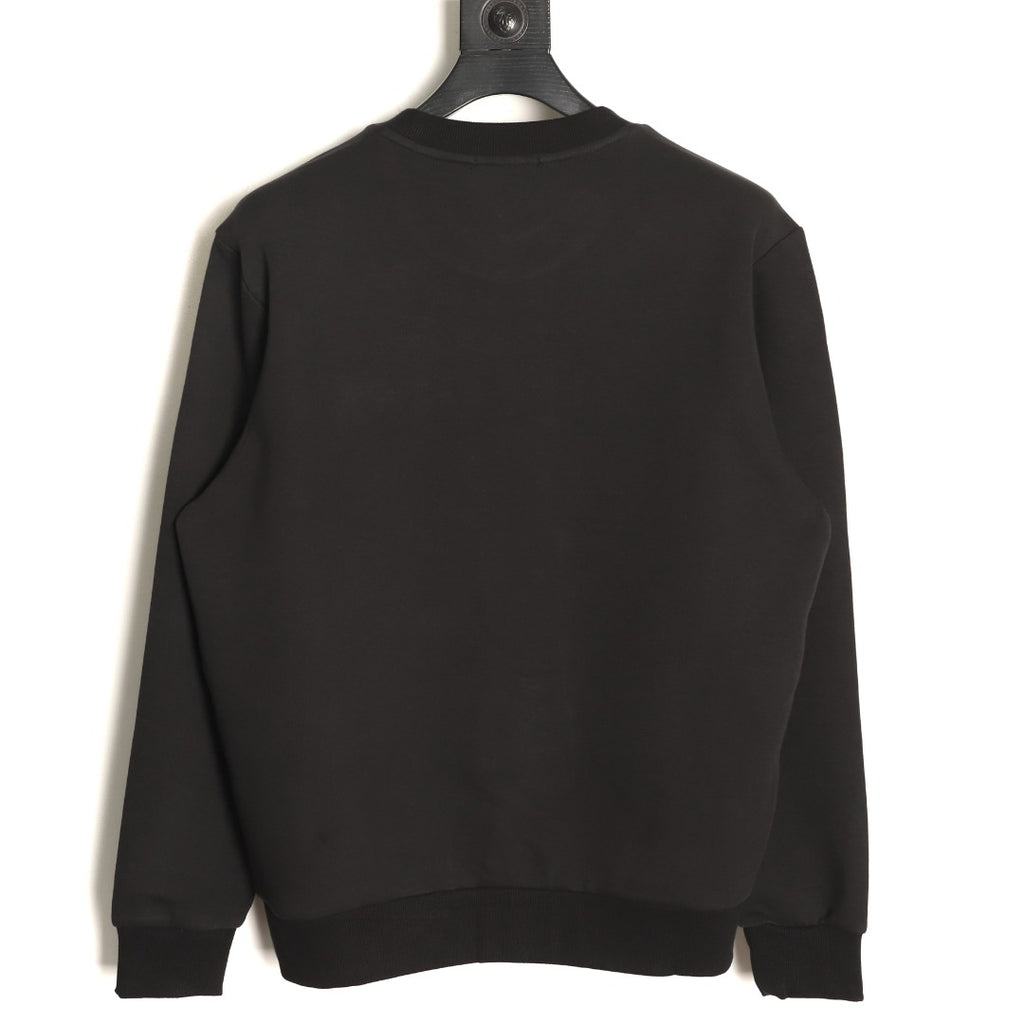 Prada Black Triangle-Detail Crewneck Sweatshirt with Red Silicone Trim