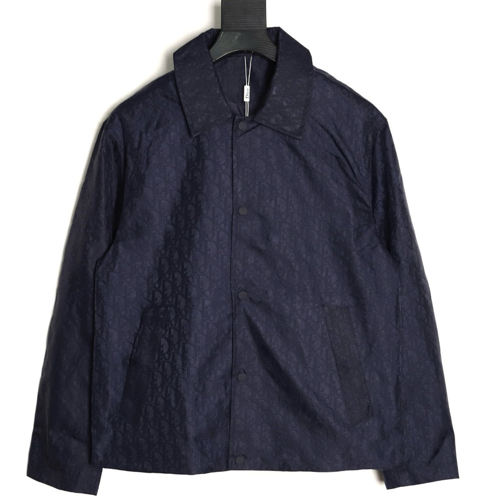 Dior 25SS Navy Allover Jacquard Collared Jacket