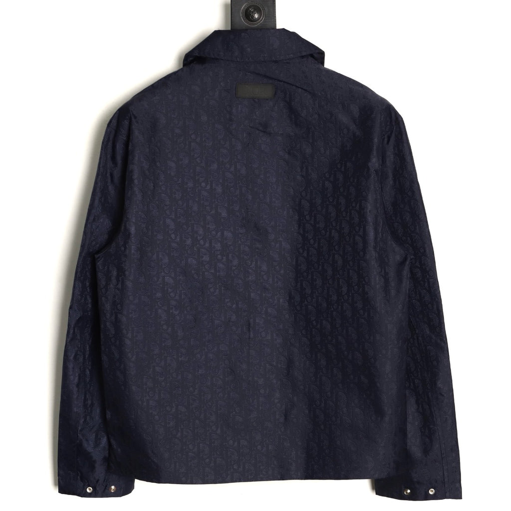 Dior 25SS Navy Allover Jacquard Collared Jacket