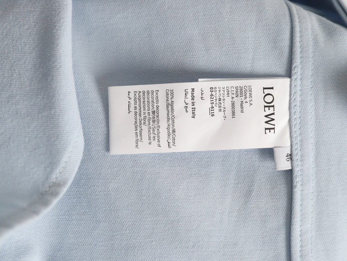 LOEWE Pale Blue Cotton Hooded Long-Sleeve Shirt Jacket