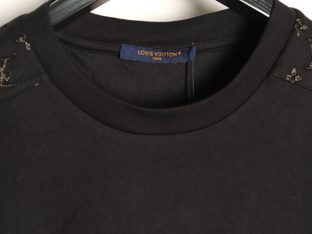 Louis Vuitton Black LV Embossed-Detail Short-Sleeve T-Shirt