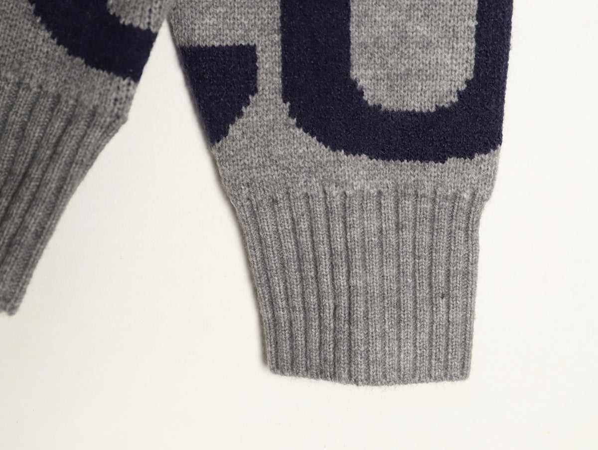 Gucci 24SS Gray Allover Letter Intarsia Cardigan