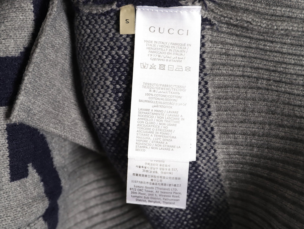 Gucci 24SS Gray Allover Letter Intarsia Cardigan