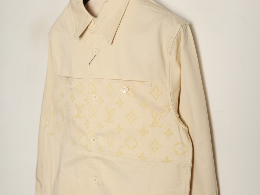 Louis Vuitton Flocked-Panel Shirt Jacket - Beige
