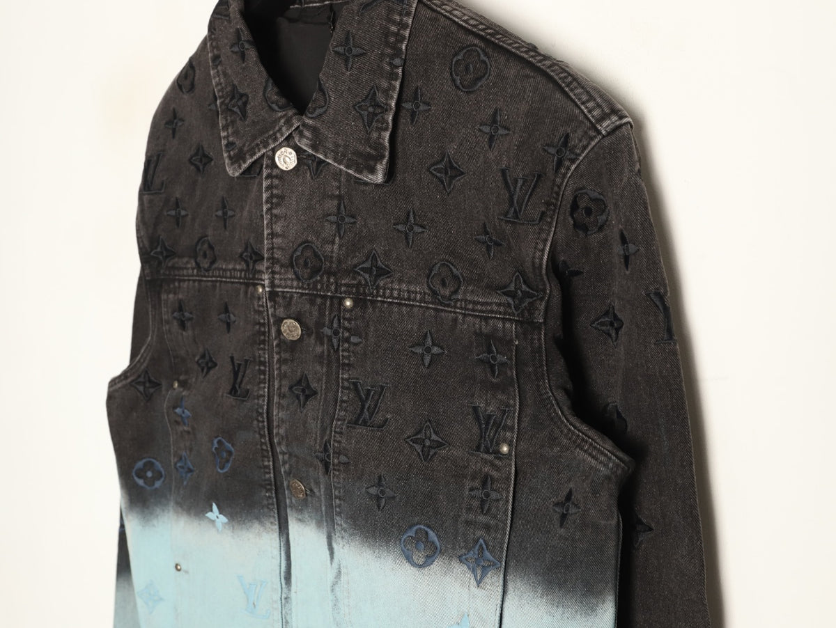 Louis Vuitton Gradient Monogram-Style Denim Jacket - Charcoal and Blue