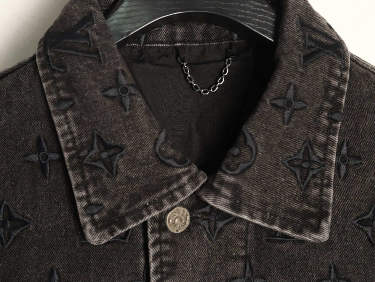 Louis Vuitton Gradient Monogram-Style Denim Jacket - Charcoal and Blue