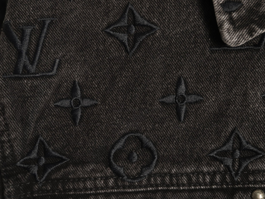 Louis Vuitton Gradient Monogram-Style Denim Jacket - Charcoal and Blue