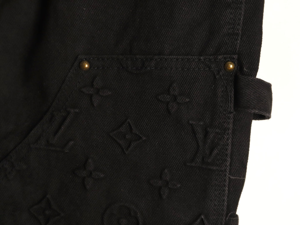 Louis Vuitton Monogram-Style Denim Cargo Trousers - Black