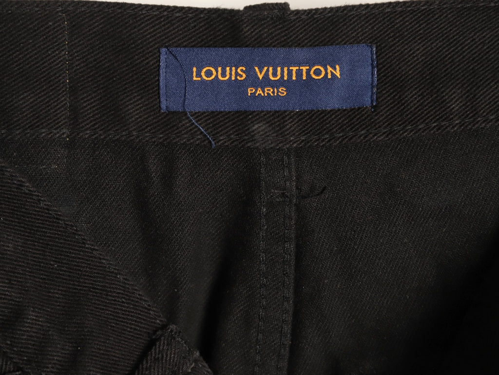 Louis Vuitton Monogram-Style Denim Cargo Trousers - Black