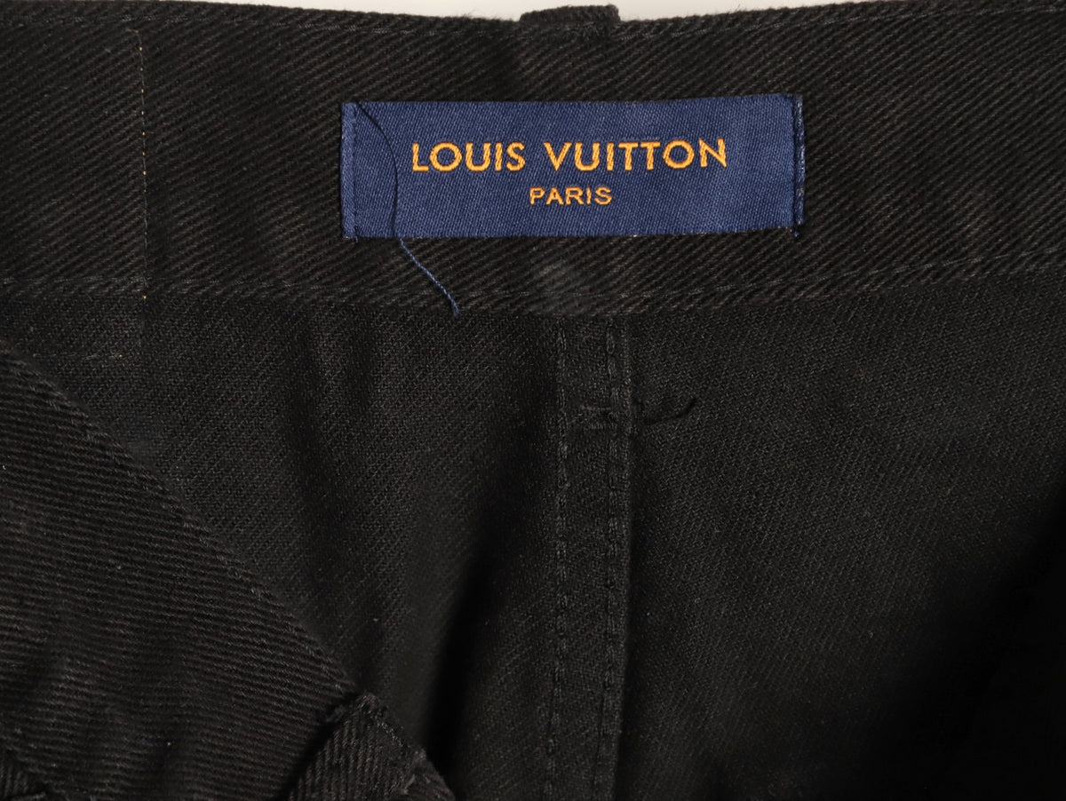 Louis Vuitton Monogram-Style Denim Cargo Trousers - Black