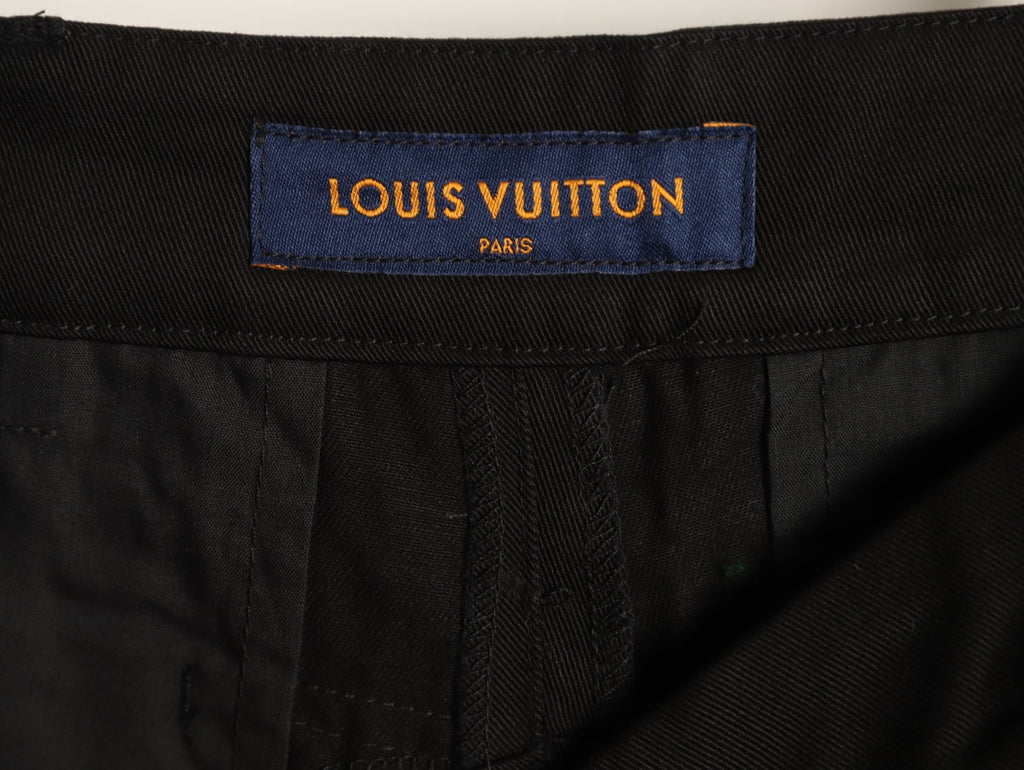 Louis Vuitton Panelled Flocked Denim Trousers - Black
