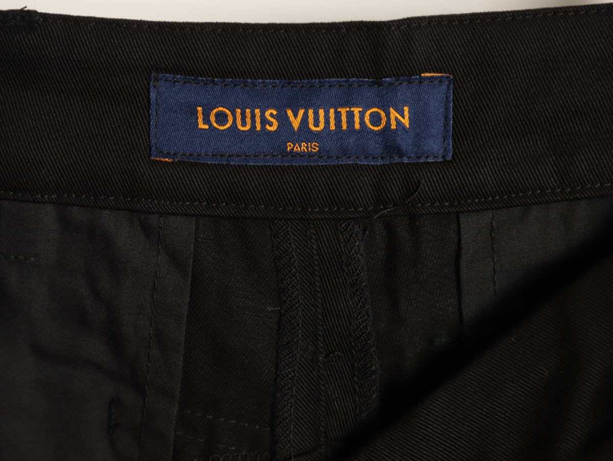 Louis Vuitton Panelled Flocked Denim Trousers - Black
