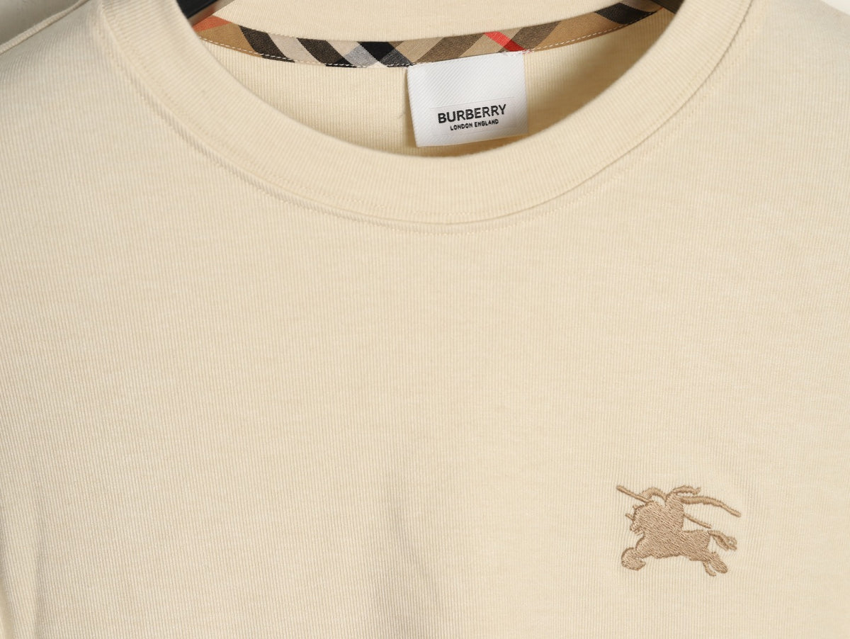 Burberry Equestrian-Detail Check Elbow-Patch Long-Sleeve Top - Cream