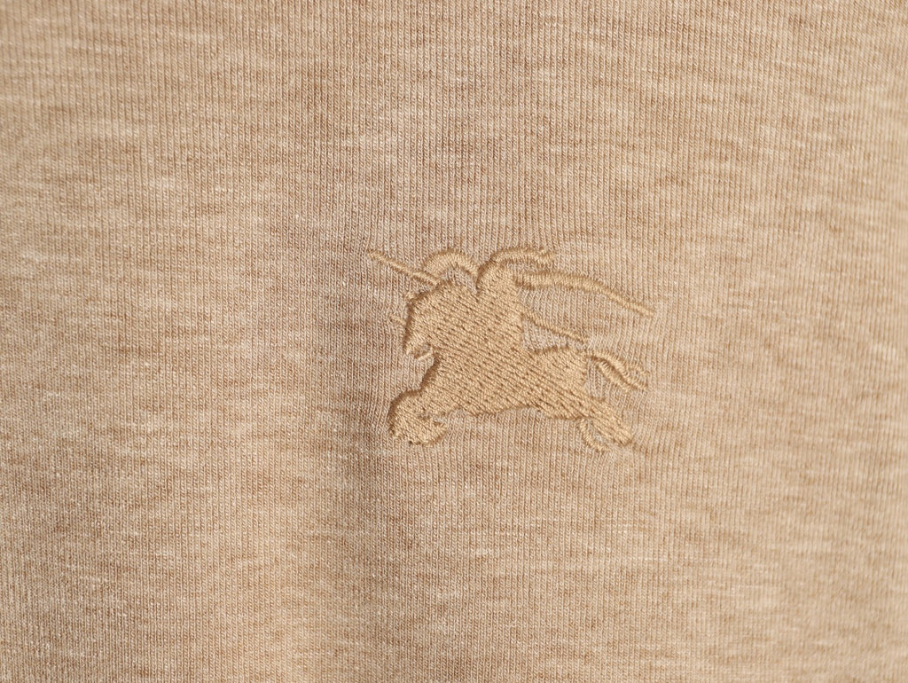 Burberry Equestrian-Detail Check Elbow-Patch Long-Sleeve Top - Light Taupe