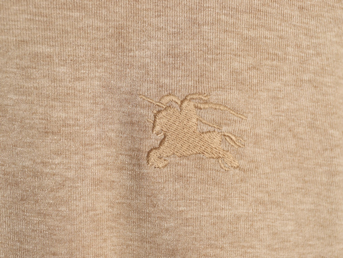 Burberry Equestrian-Detail Check Elbow-Patch Long-Sleeve Top - Light Taupe