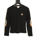 Burberry Equestrian-Detail Check Elbow-Patch Long-Sleeve Top - Black