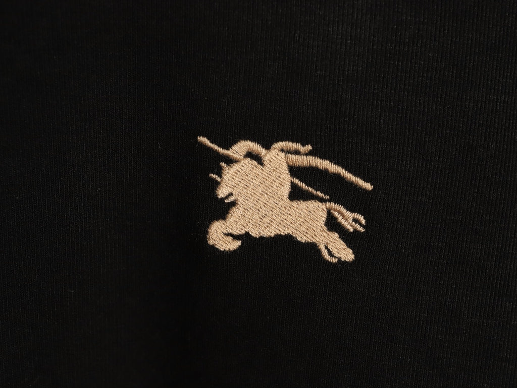 Burberry Equestrian-Detail Check Elbow-Patch Long-Sleeve Top - Black