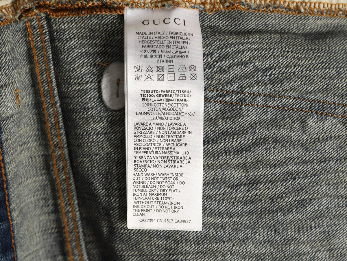 Gucci Distressed Washed-Look Jeans - Dark Gray
