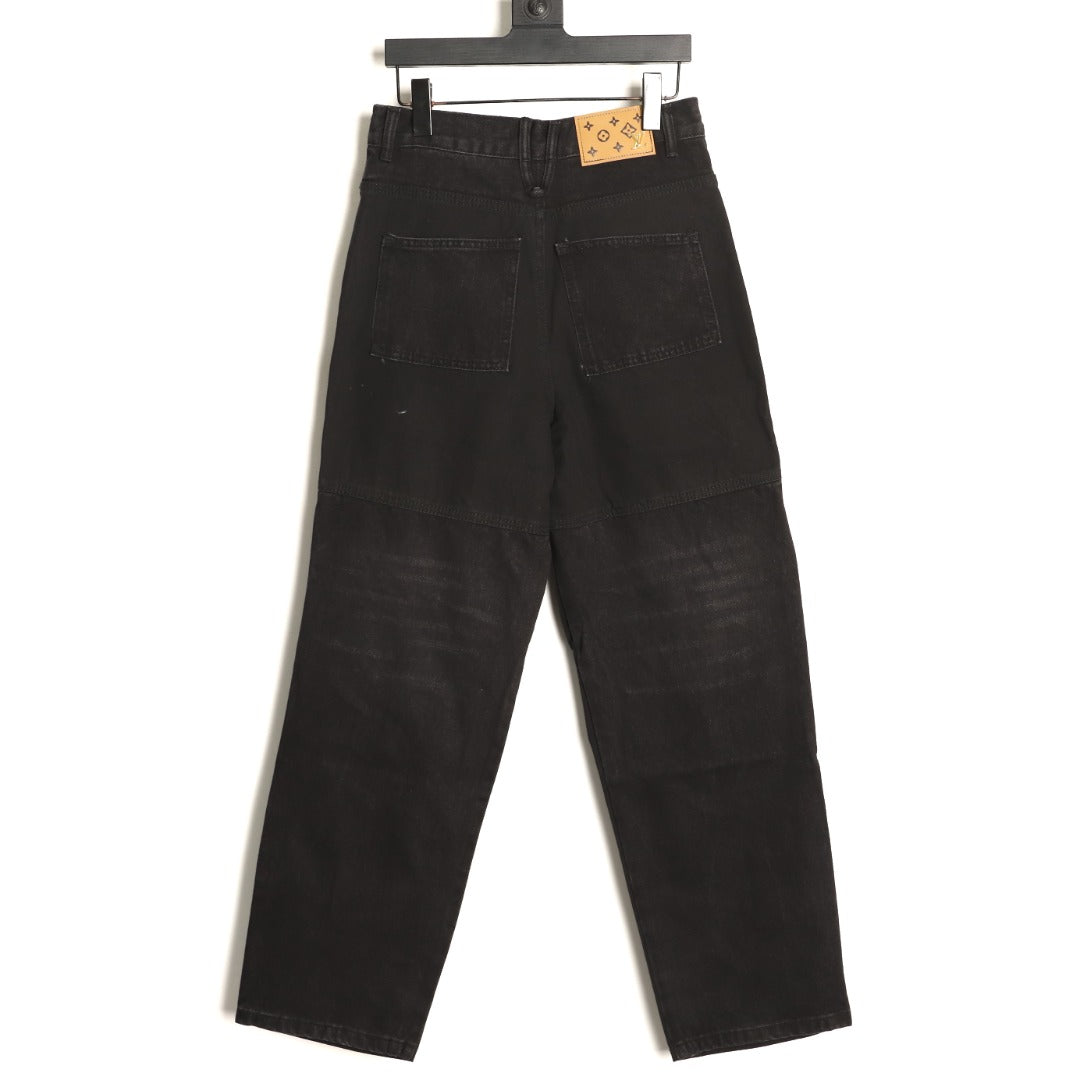 Louis Vuitton Monogram-Style Zip-Detail Utility Jeans - Black