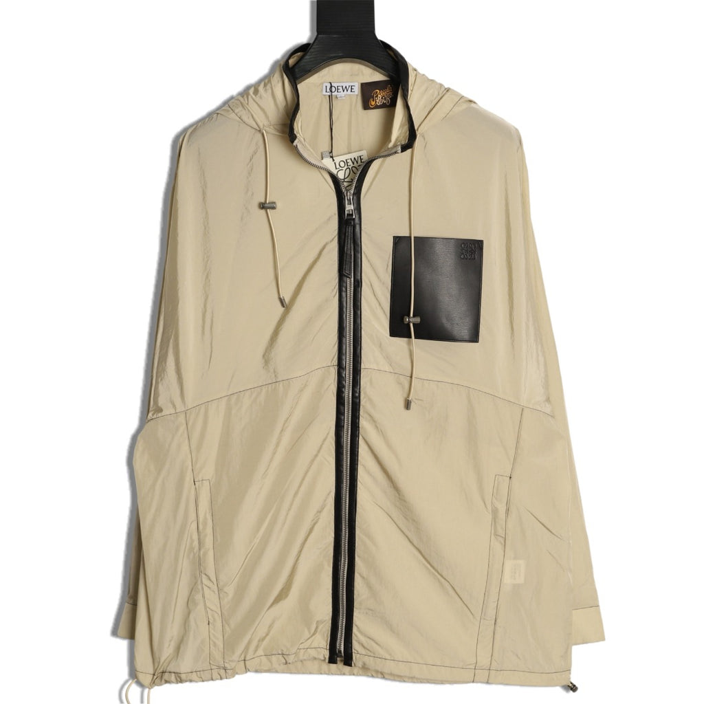 Loewe Contrast-Pocket Hooded Zip Jacket - Beige