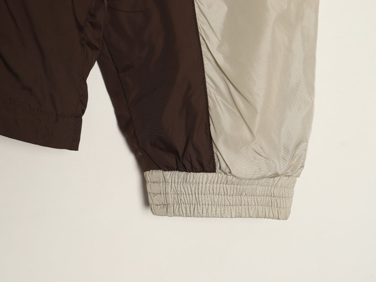 Prada Logo-Detail Colorblock Zip Jacket - Beige and Brown