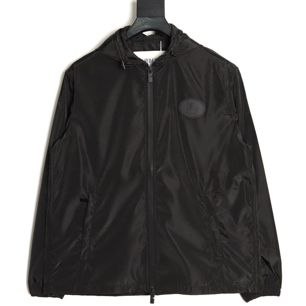 Burberry Oval Equestrian Back-Graphic Hooded Jacket - Black