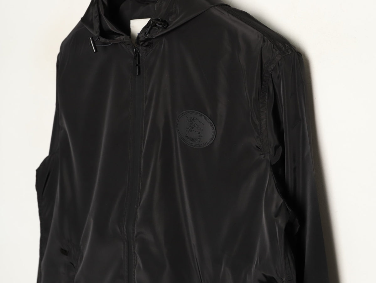 Burberry Oval Equestrian Back-Graphic Hooded Jacket - Black