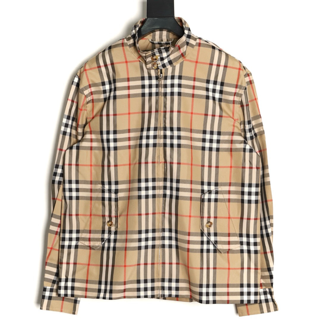 Burberry Check Stand-Collar Zip Jacket - Beige