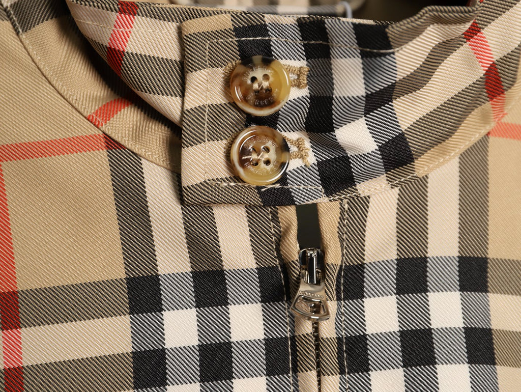 Burberry Check Stand-Collar Zip Jacket - Beige