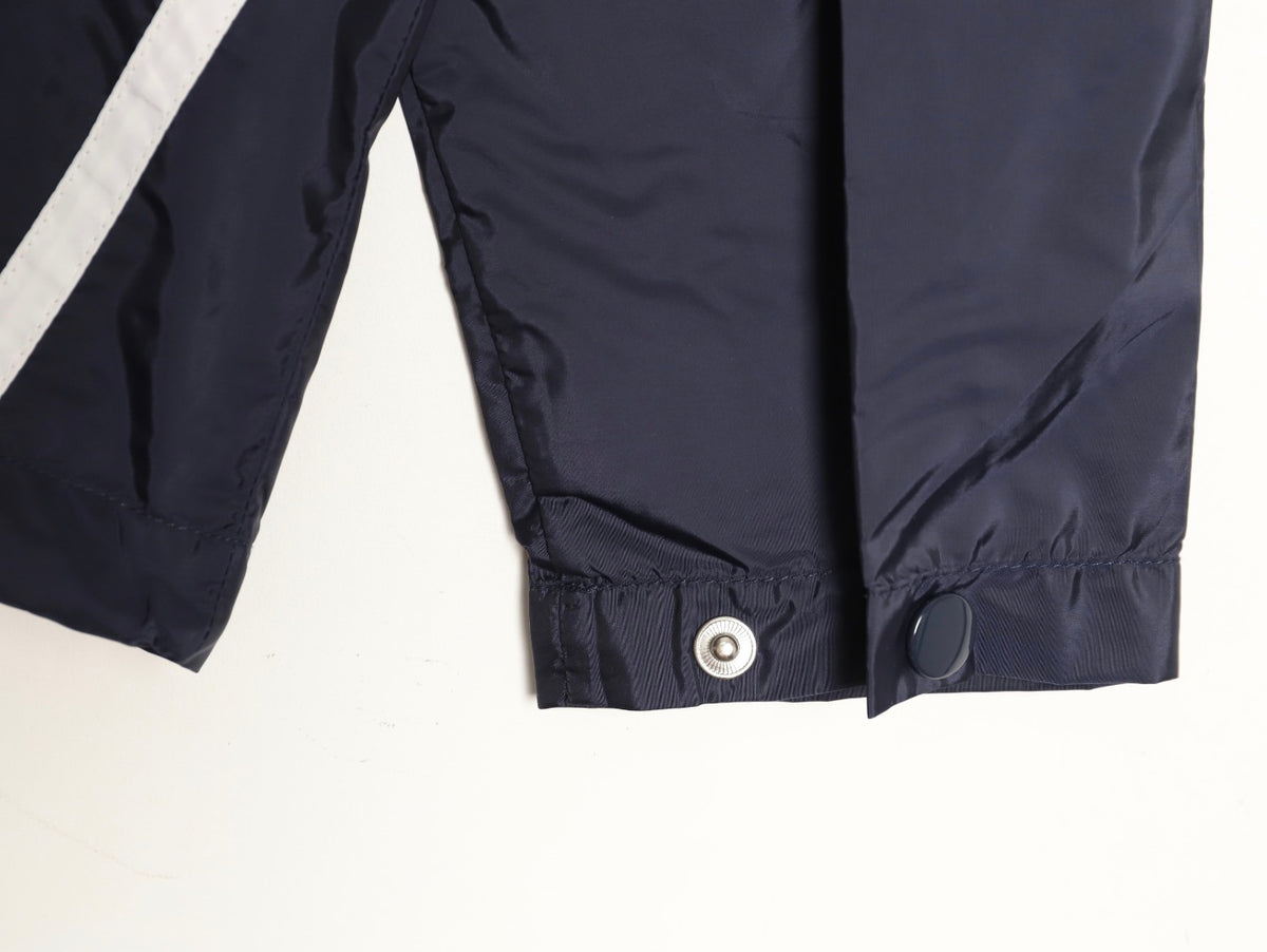Prada Logo-Detail Contrast-Stripe Hooded Zip Jacket - Navy