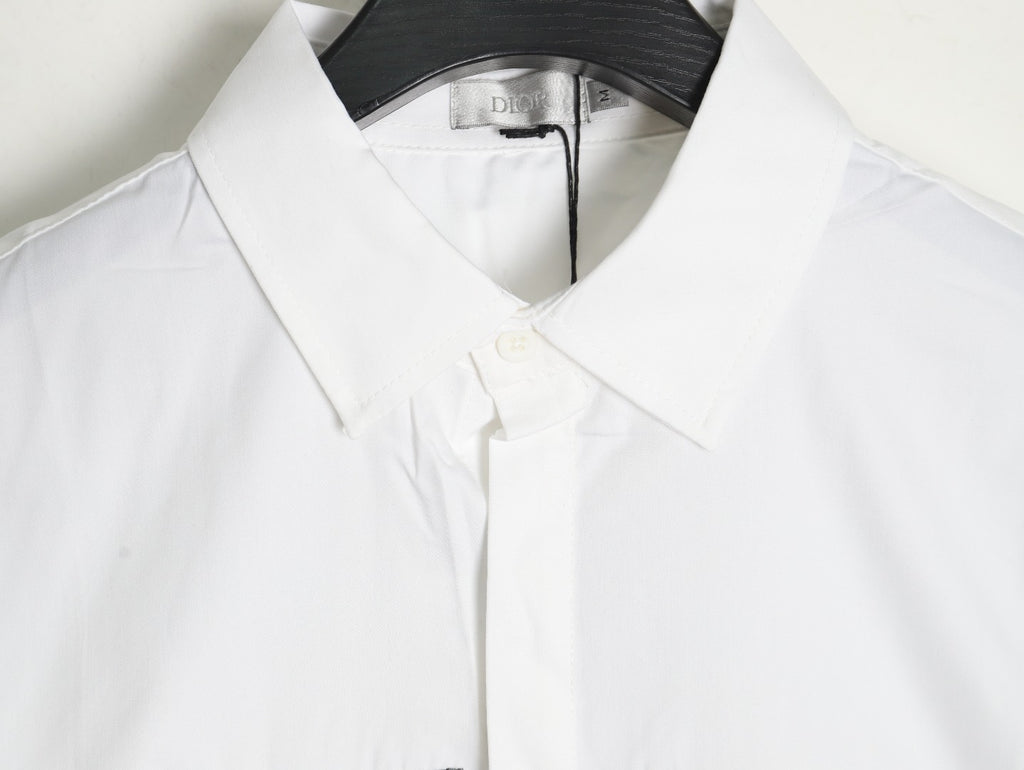Dior Floral-Detail Logo Long-Sleeve Shirt - White
