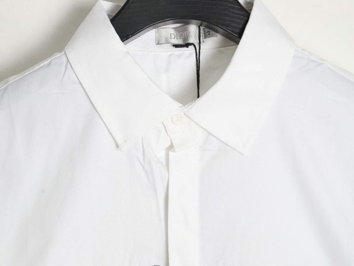 Dior Floral-Detail Logo Long-Sleeve Shirt - White