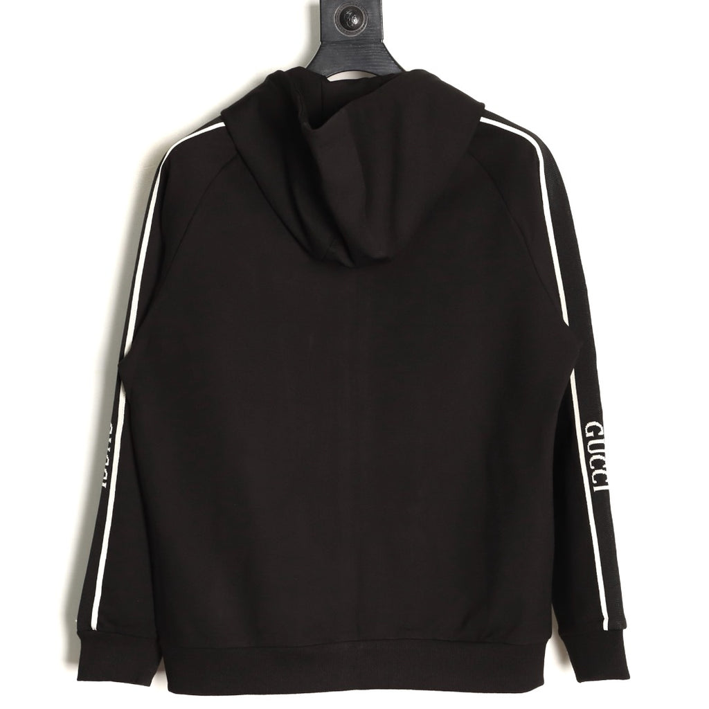 Gucci Lettering-Trim Hooded Zip Jacket - Black