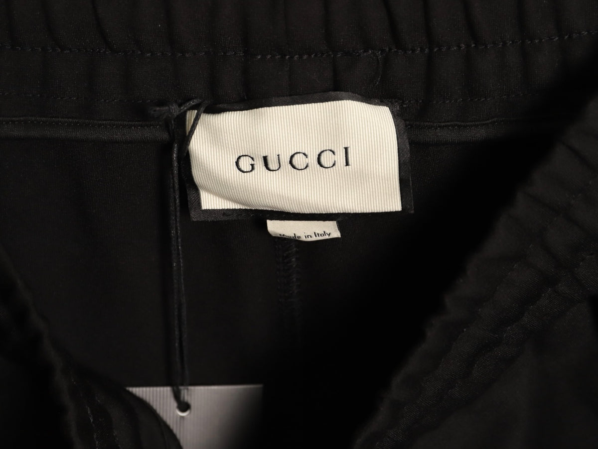 Gucci Side-Lettering Trim Drawstring Trousers - Black