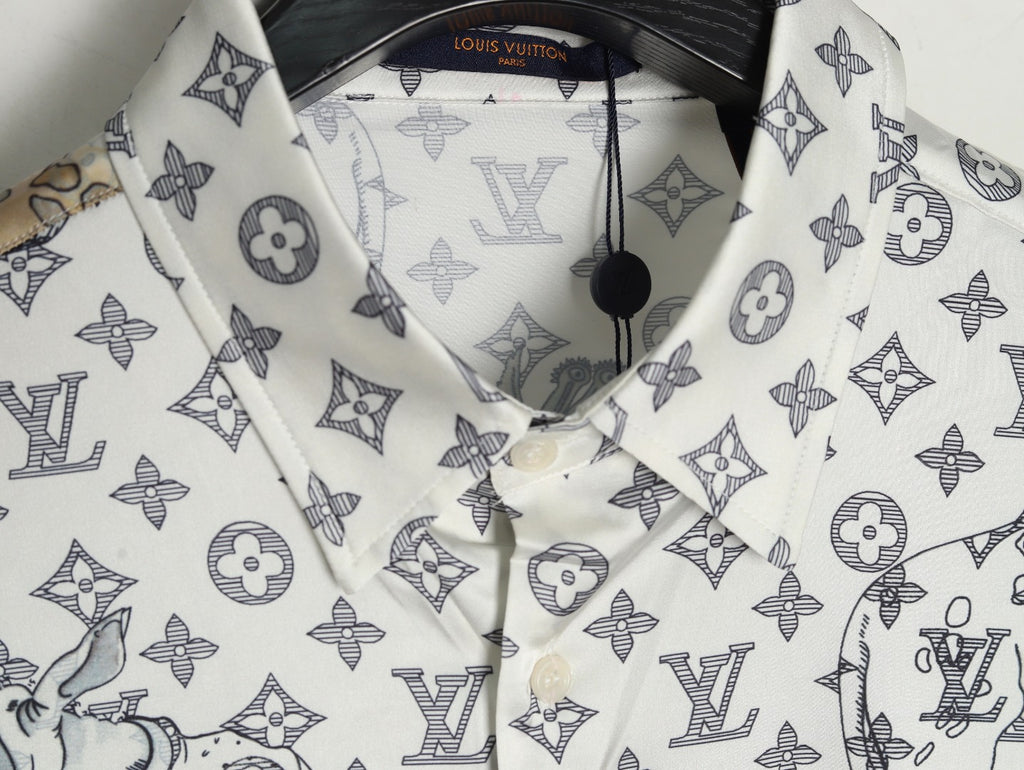 Louis Vuitton Animal and Monogram-Style Long-Sleeve Shirt - White