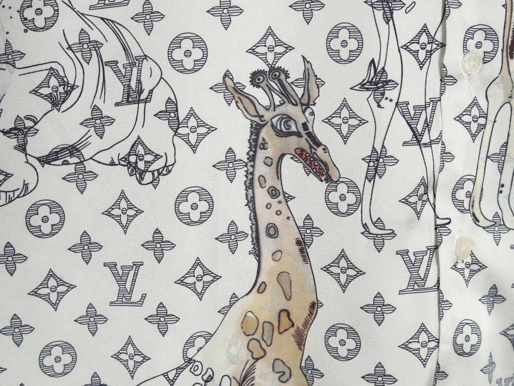 Louis Vuitton Animal and Monogram-Style Long-Sleeve Shirt - White