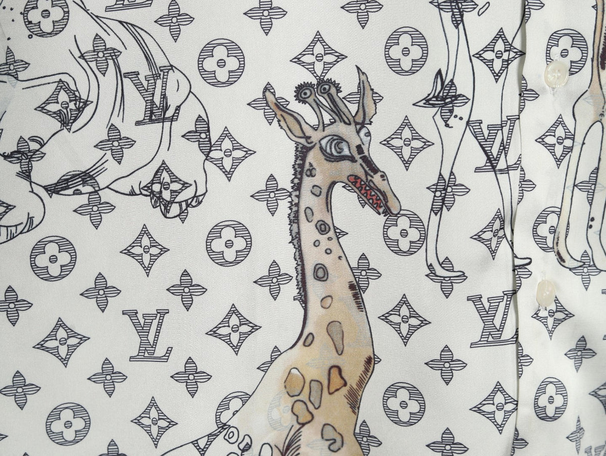 Louis Vuitton Animal and Monogram-Style Long-Sleeve Shirt - White