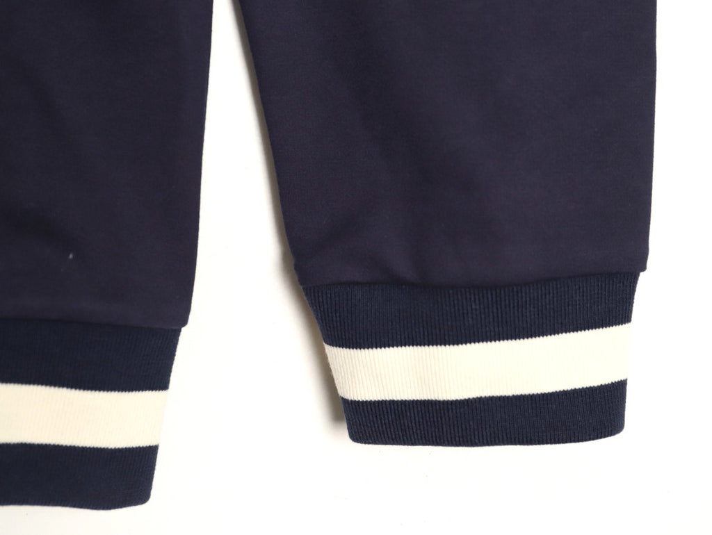 Gucci Chest-Logo Contrast-Stripe Hooded Zip Jacket - Navy