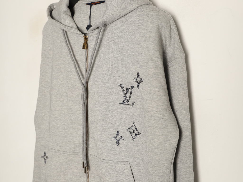 Louis Vuitton Sketch-Style Monogram Zip Hoodie - Light Gray