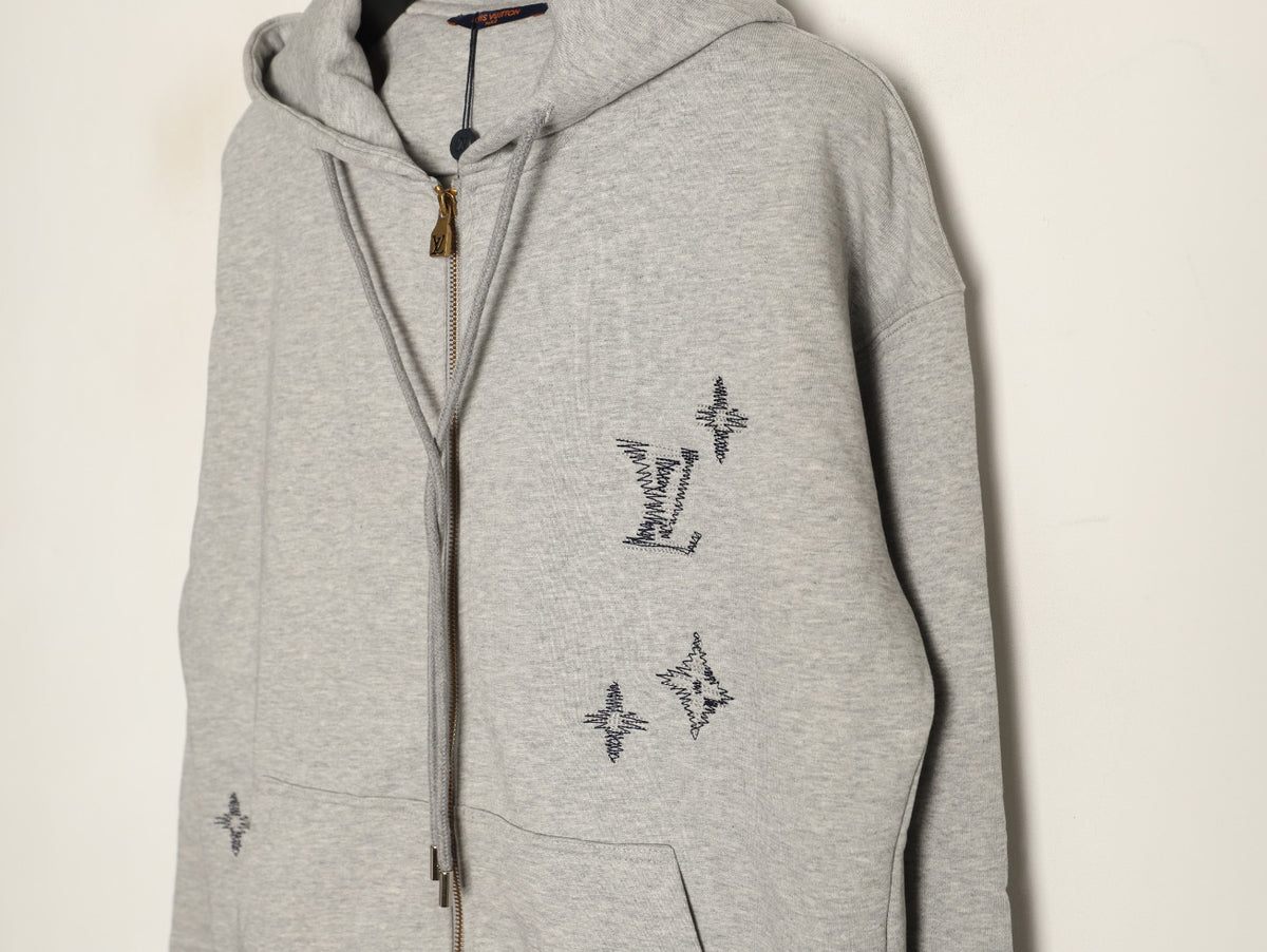 Louis Vuitton Sketch-Style Monogram Zip Hoodie - Light Gray