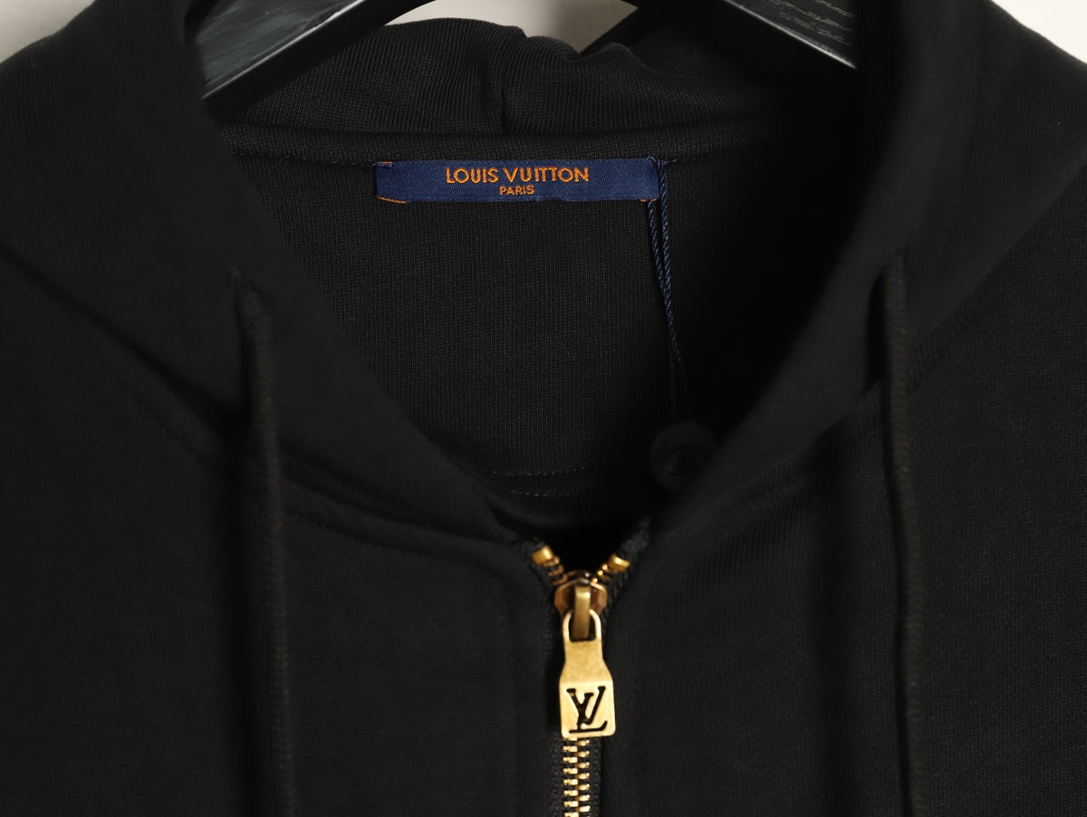Louis Vuitton Sketch-Style Monogram Zip Hoodie - Black