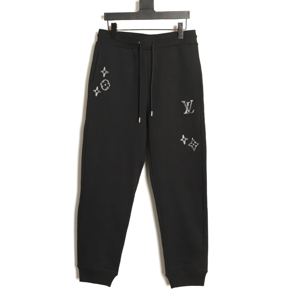 Louis Vuitton Sketch-Style Monogram Drawstring Trousers - Black