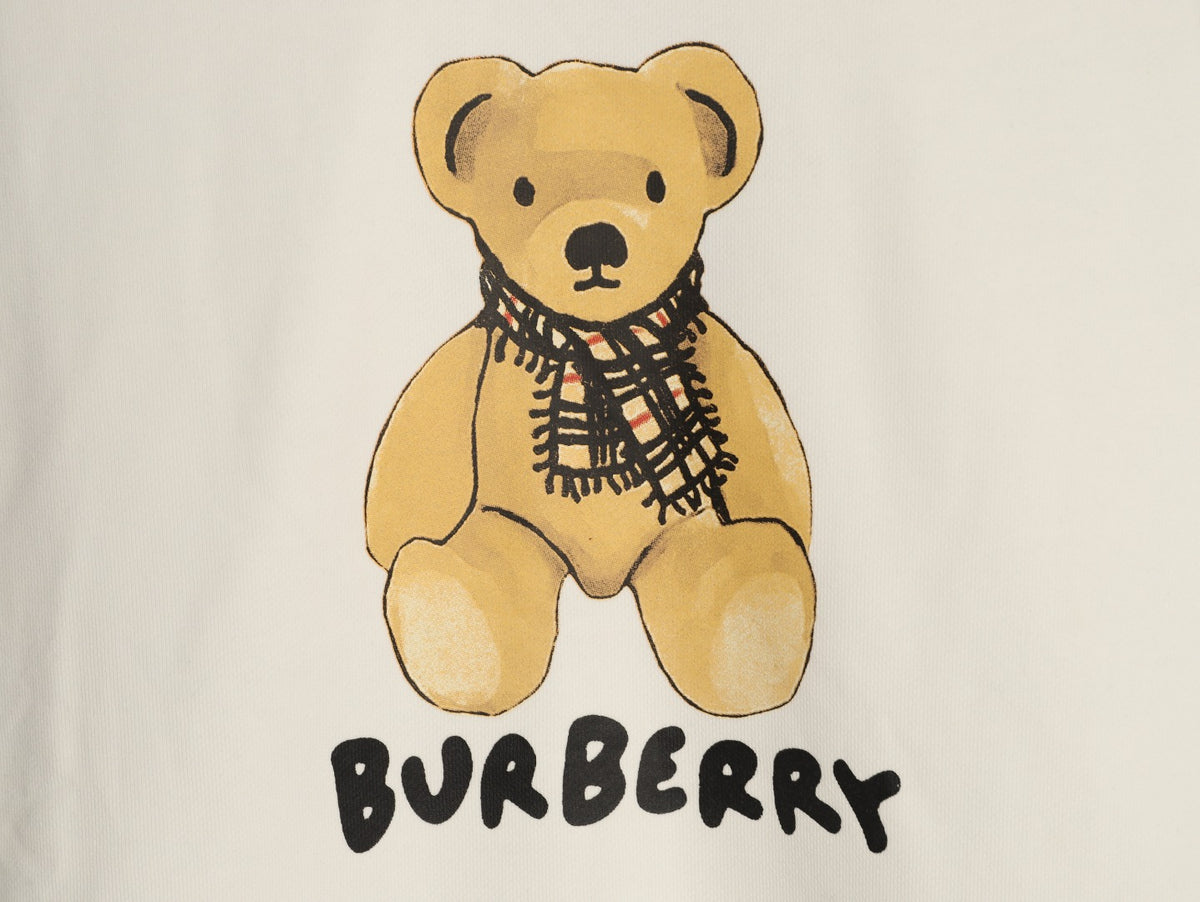 Burberry Teddy Bear Lettering Crewneck Sweatshirt - Cream
