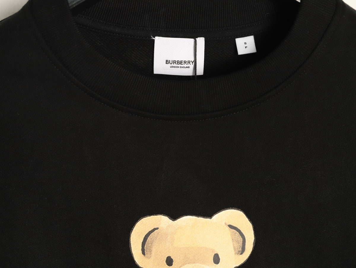 Burberry Teddy Bear Lettering Crewneck Sweatshirt - Black