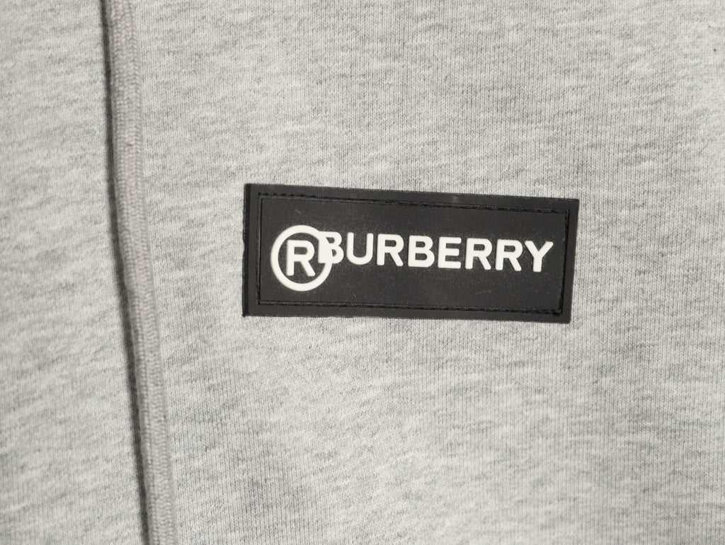 Burberry Logo-Detail Check-Panel Hooded Zip Jacket - Light Gray