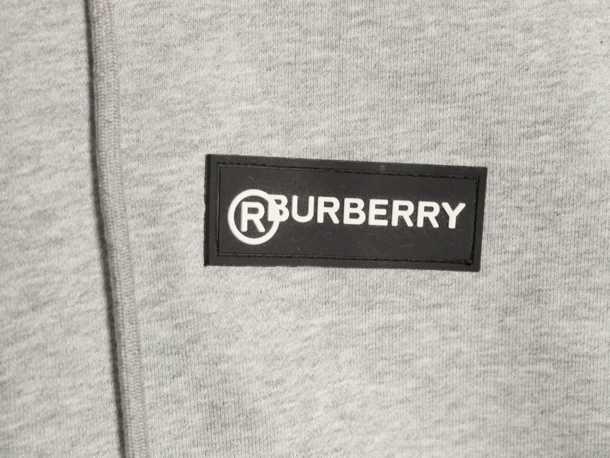 Burberry Logo-Detail Check-Panel Hooded Zip Jacket - Light Gray