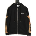 Burberry Logo-Detail Check-Panel Hooded Zip Jacket - Black