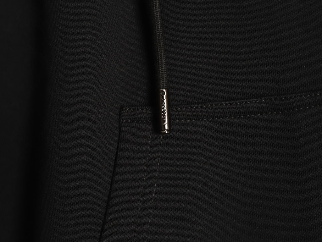 Burberry Logo-Detail Check-Panel Hooded Zip Jacket - Black