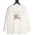 Burberry Check Equestrian Graphic Long-Sleeve Top - Cream