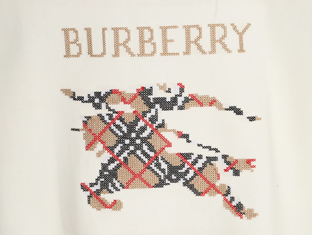 Burberry Check Equestrian Graphic Long-Sleeve Top - Cream